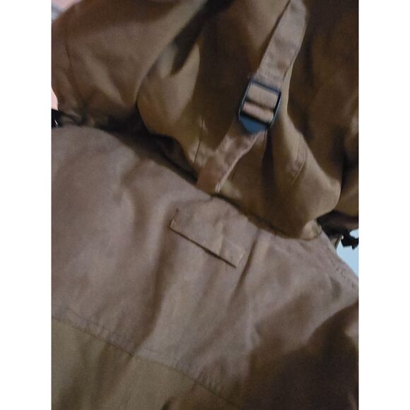 Southpole Thick Coat Adj Hood Lined Elbows Pockets SZ S Khaki Brown Zip & Button - Picture 12 of 14